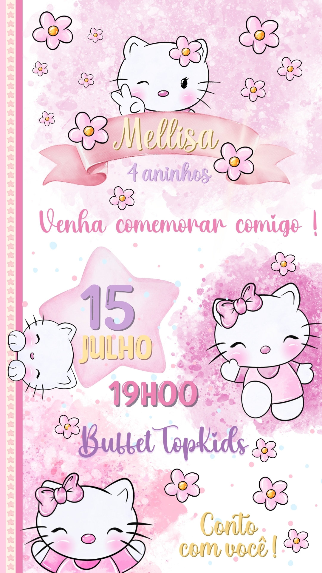 Convite Simples - Hello Kitty