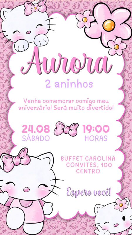 Convite Simples - Hello Kitty