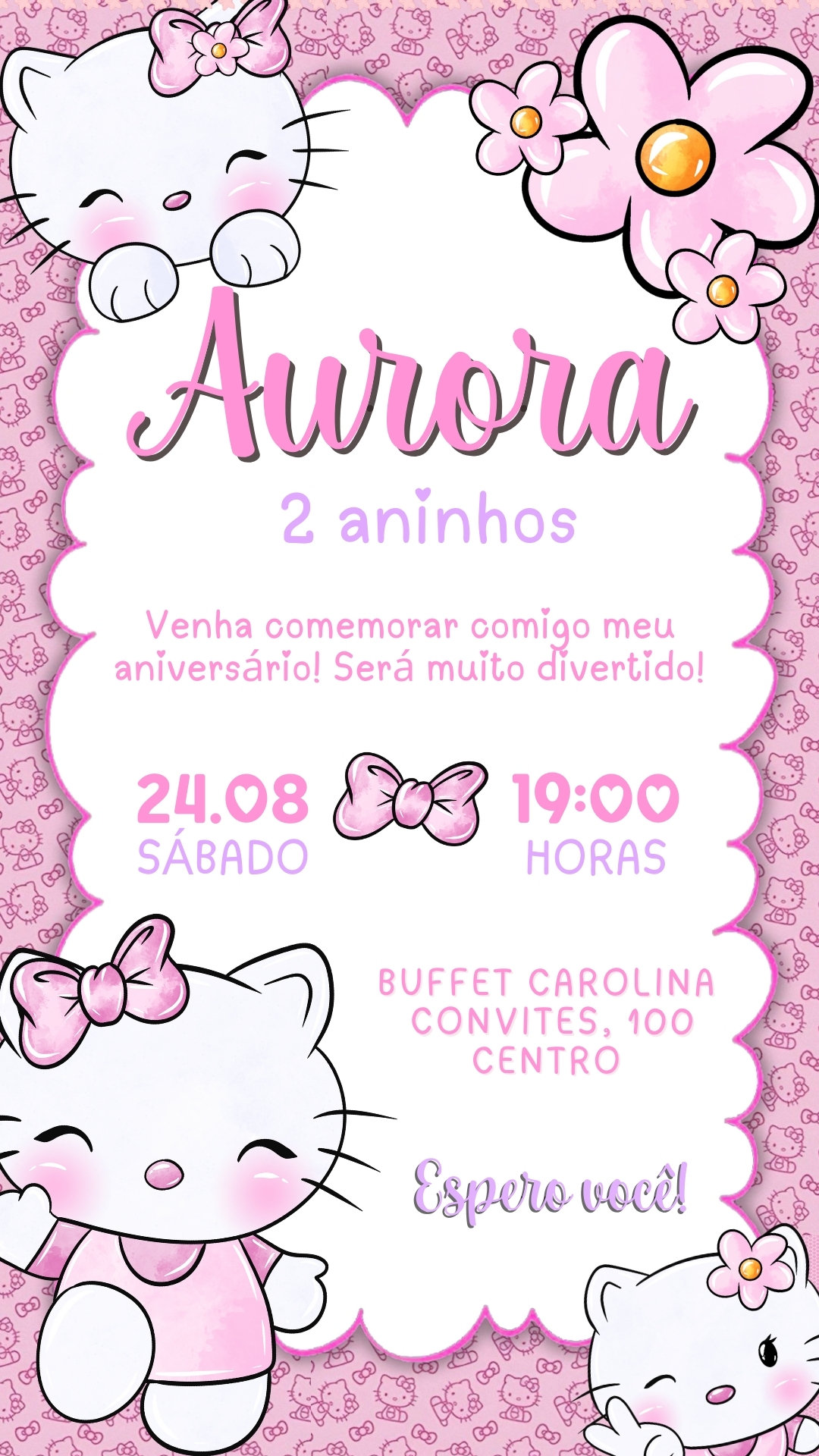 Convite Simples - Hello Kitty