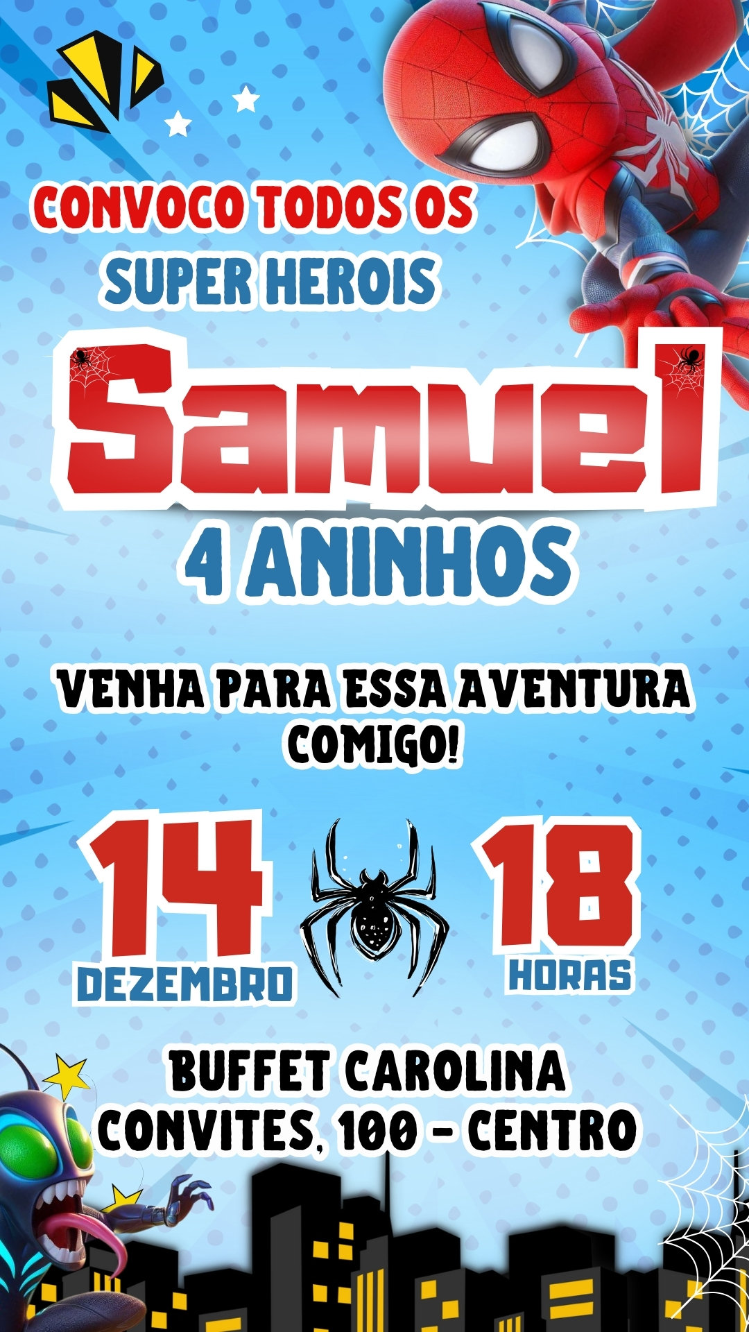 Convite Simples - Homem Aranha
