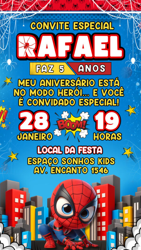 Convite Simples - Homem Aranha