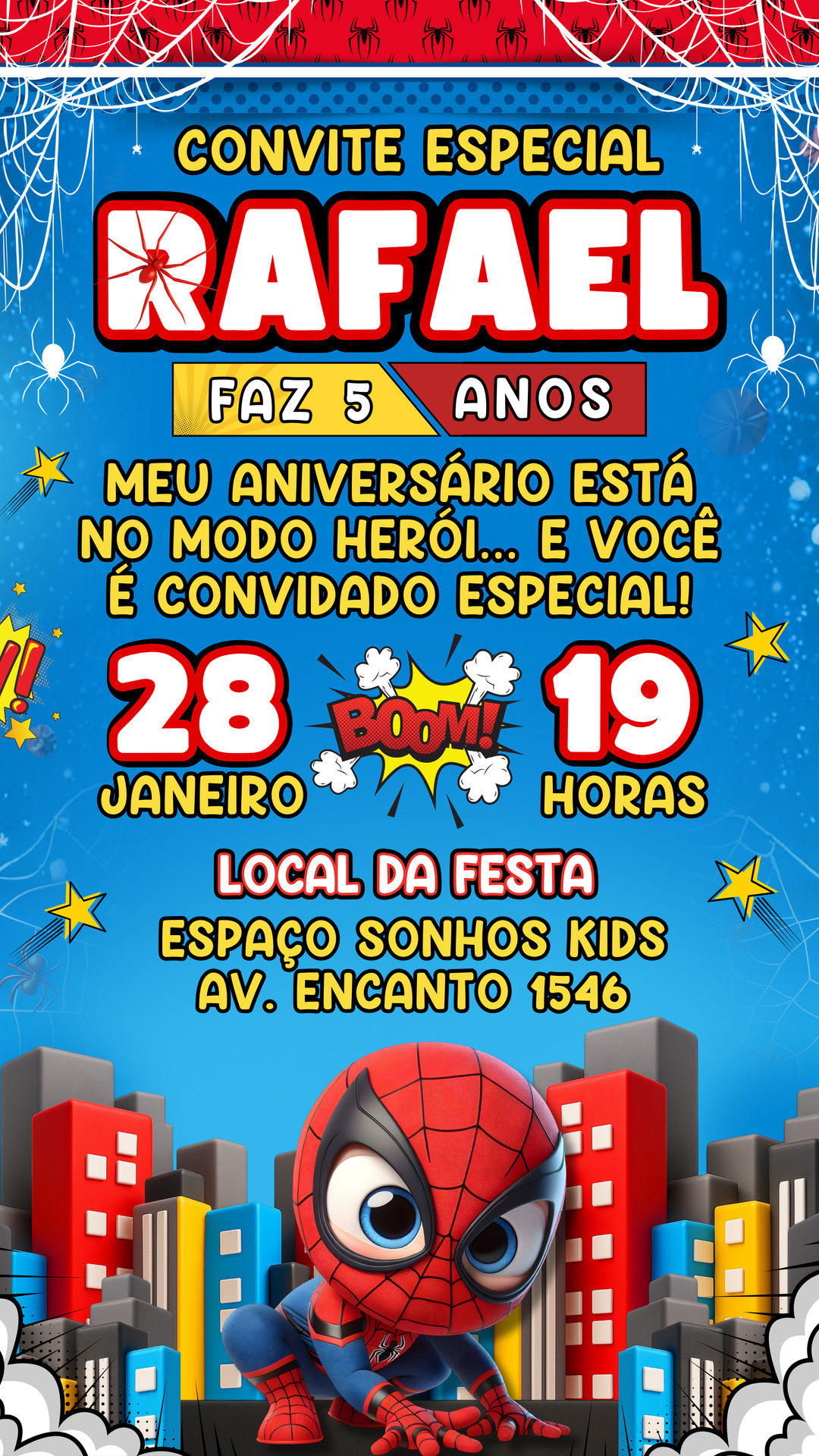 Convite Simples - Homem Aranha