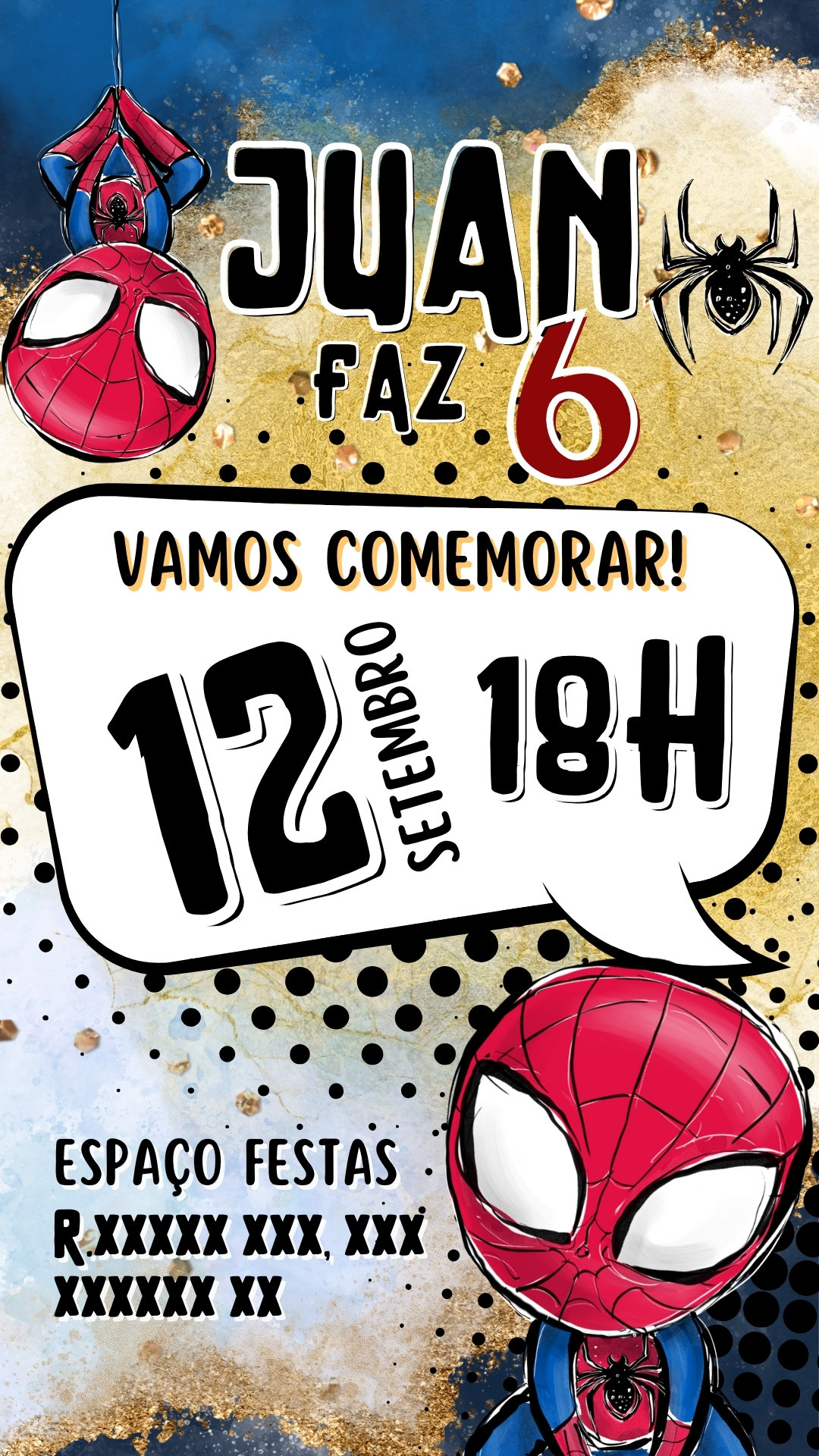 Convite Simples - Homem Aranha Cute