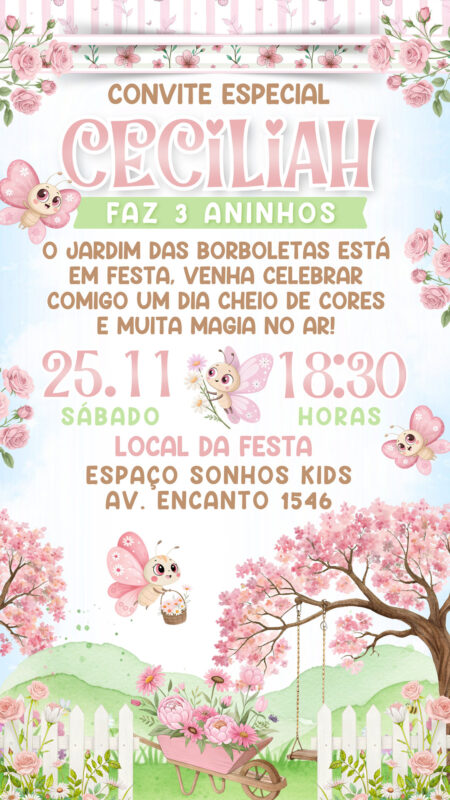 Convite Simples - Jardim das Borboletas