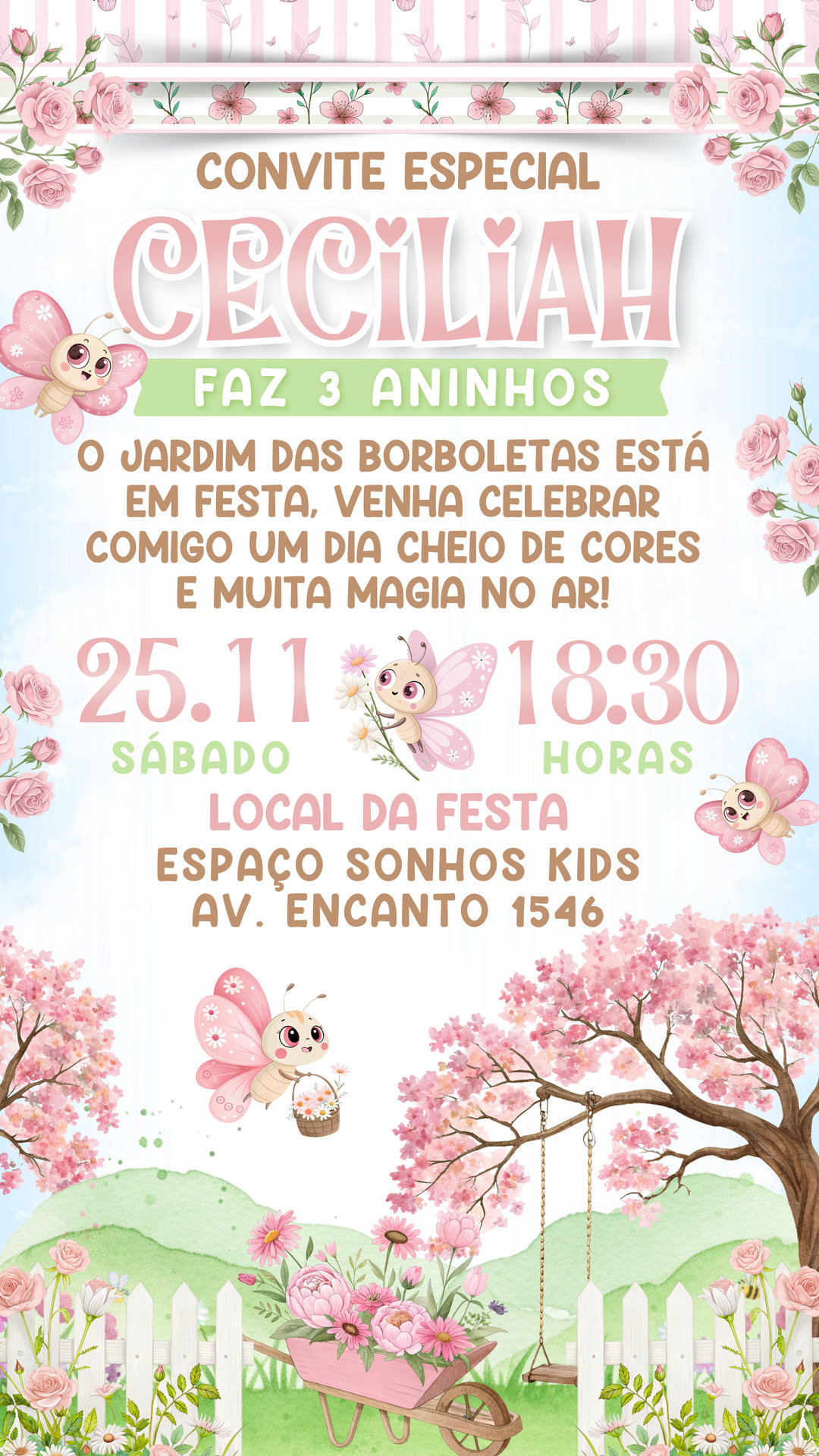 Convite Simples - Jardim das Borboletas