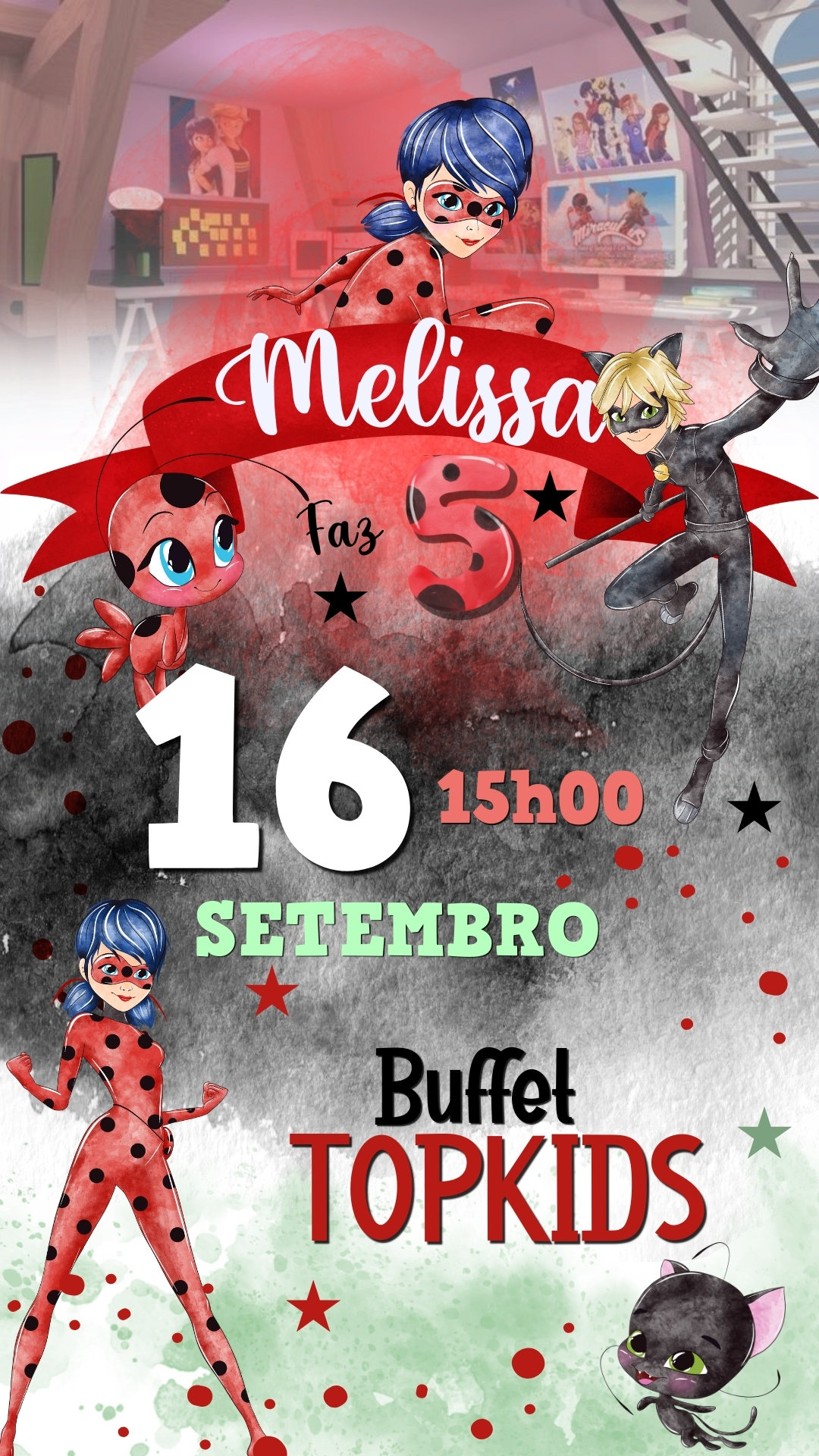 Convite Simples - LadyBug Miraculos