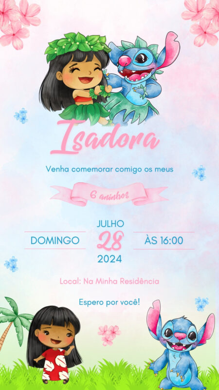 Convite Simples - Lilo & Stitch