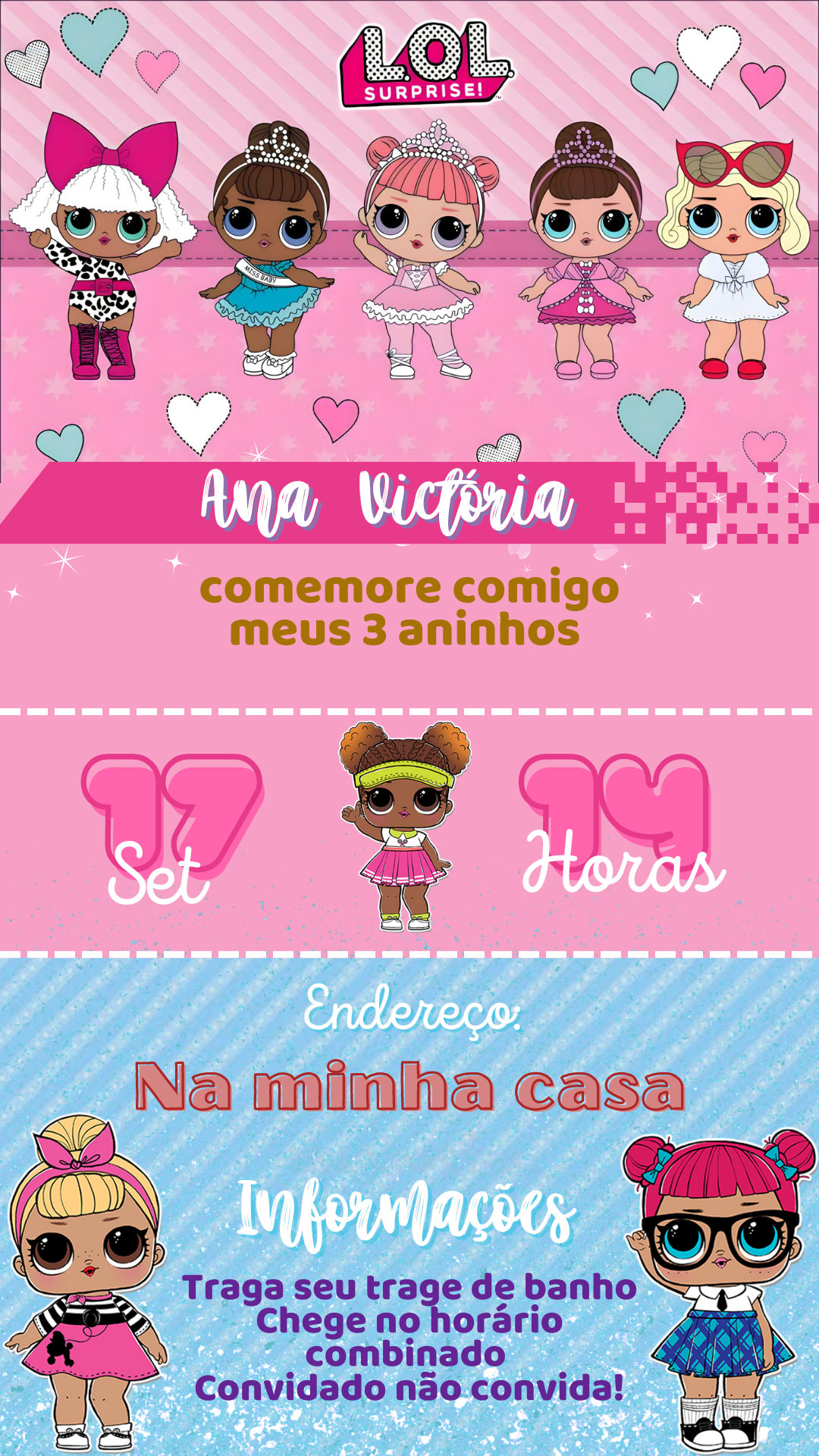 Convite Simples - Lol Surprise