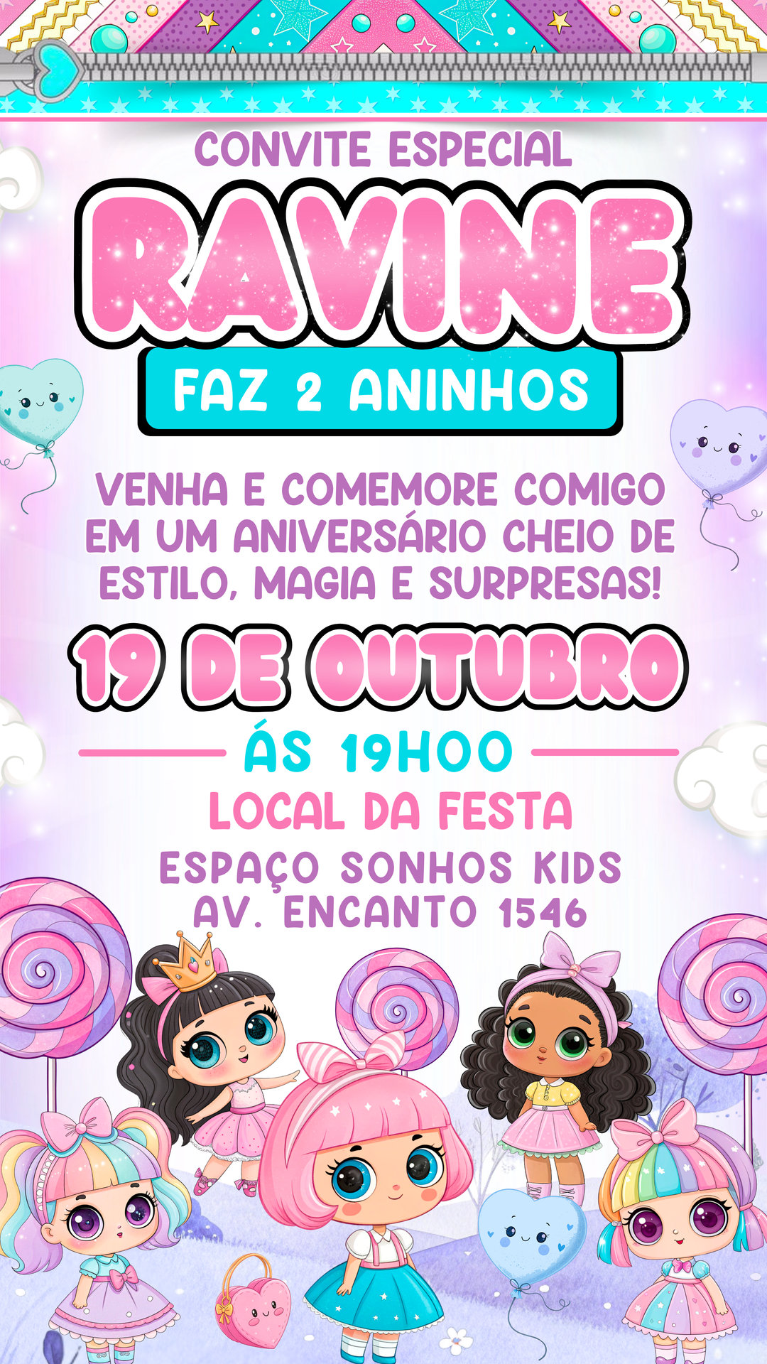 Convite Simples - Lol Surprise