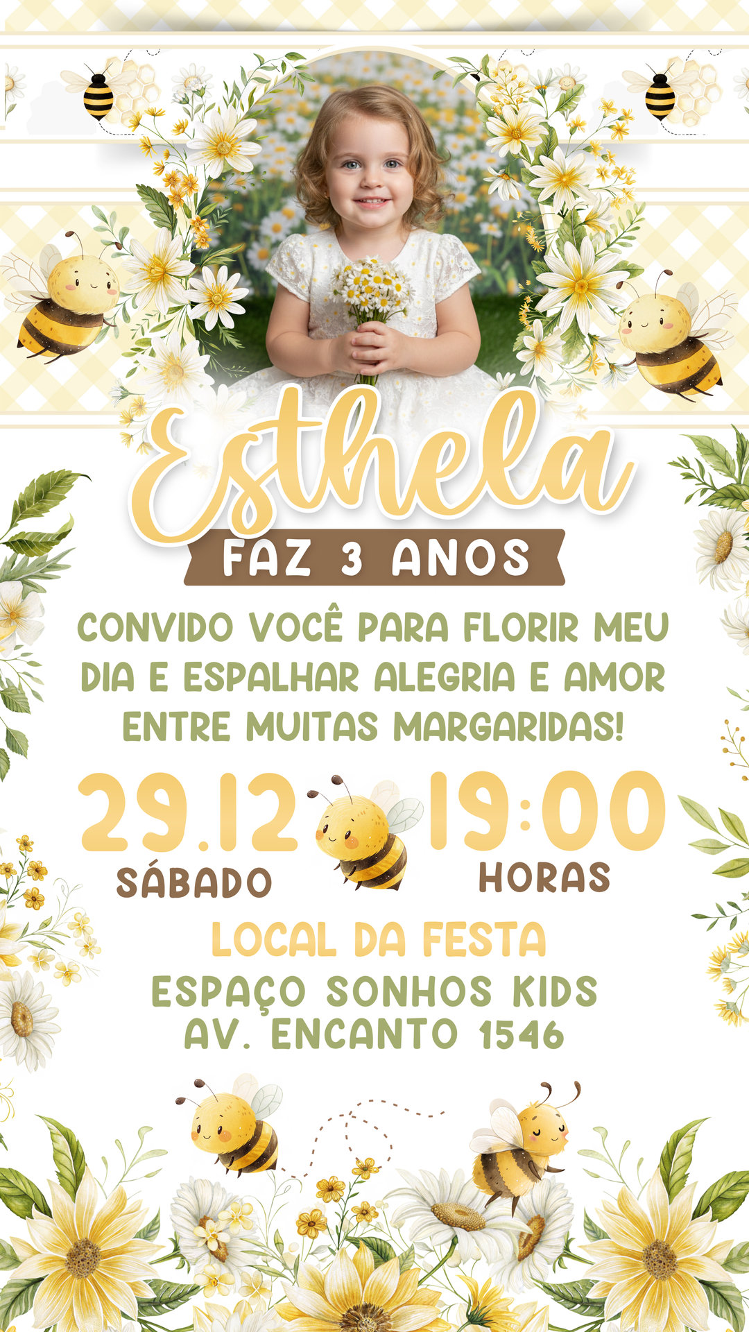 Convite Simples - Margaridas