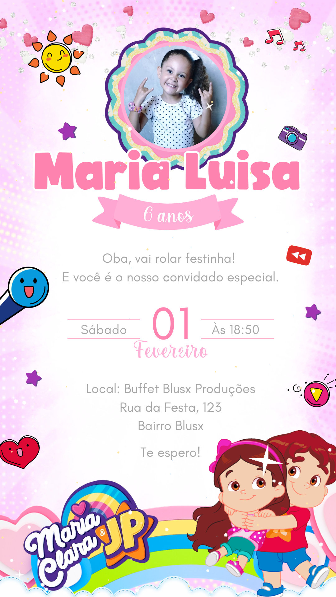 Convite Simples - Maria Clara e JP