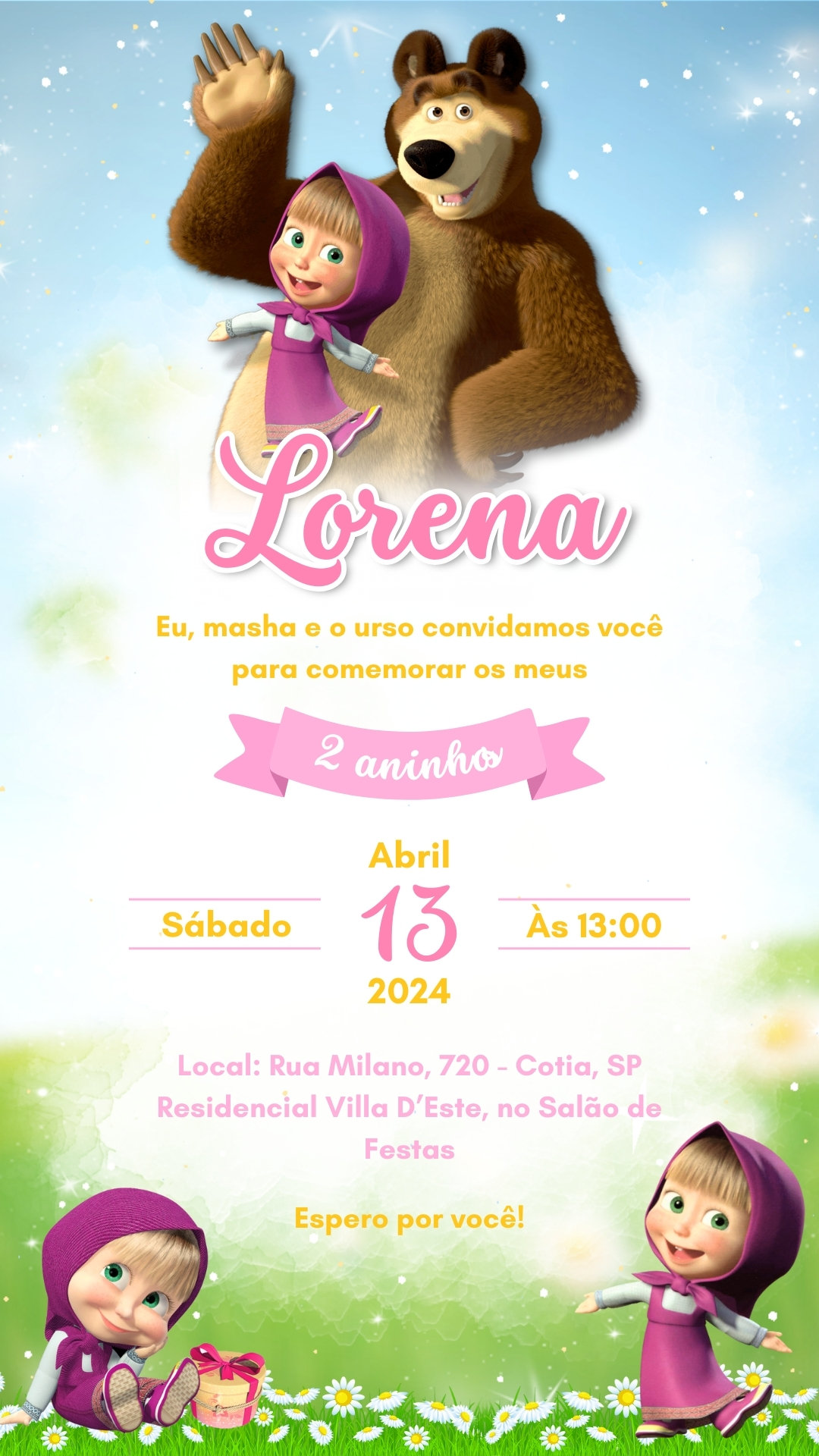 Convite Simples - Masha e o Urso #2