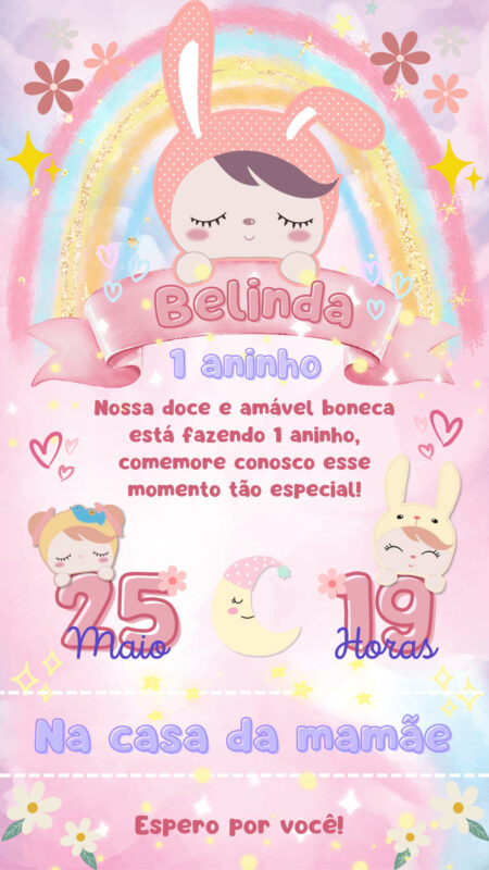 Convite Simples - Metoo Dolls Bonecas