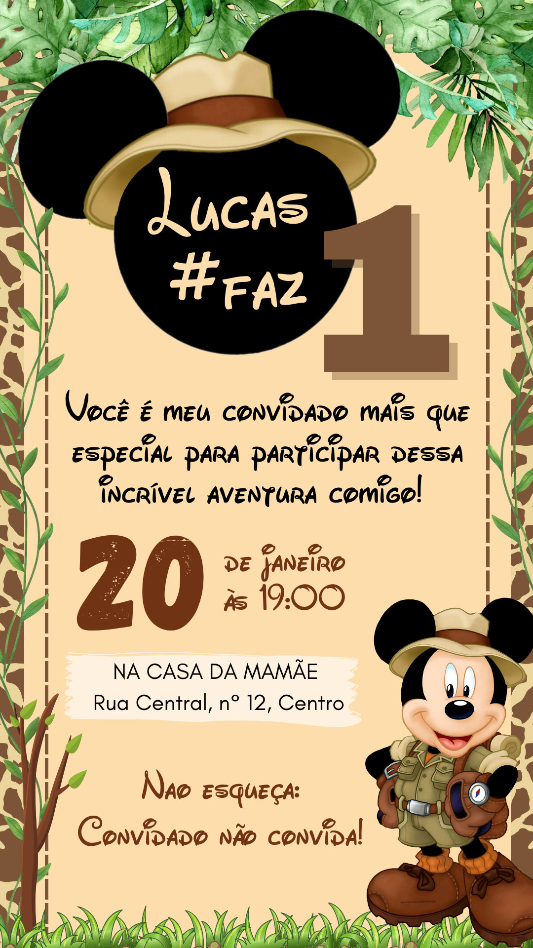 Convite Simples - Mickey Safari #1