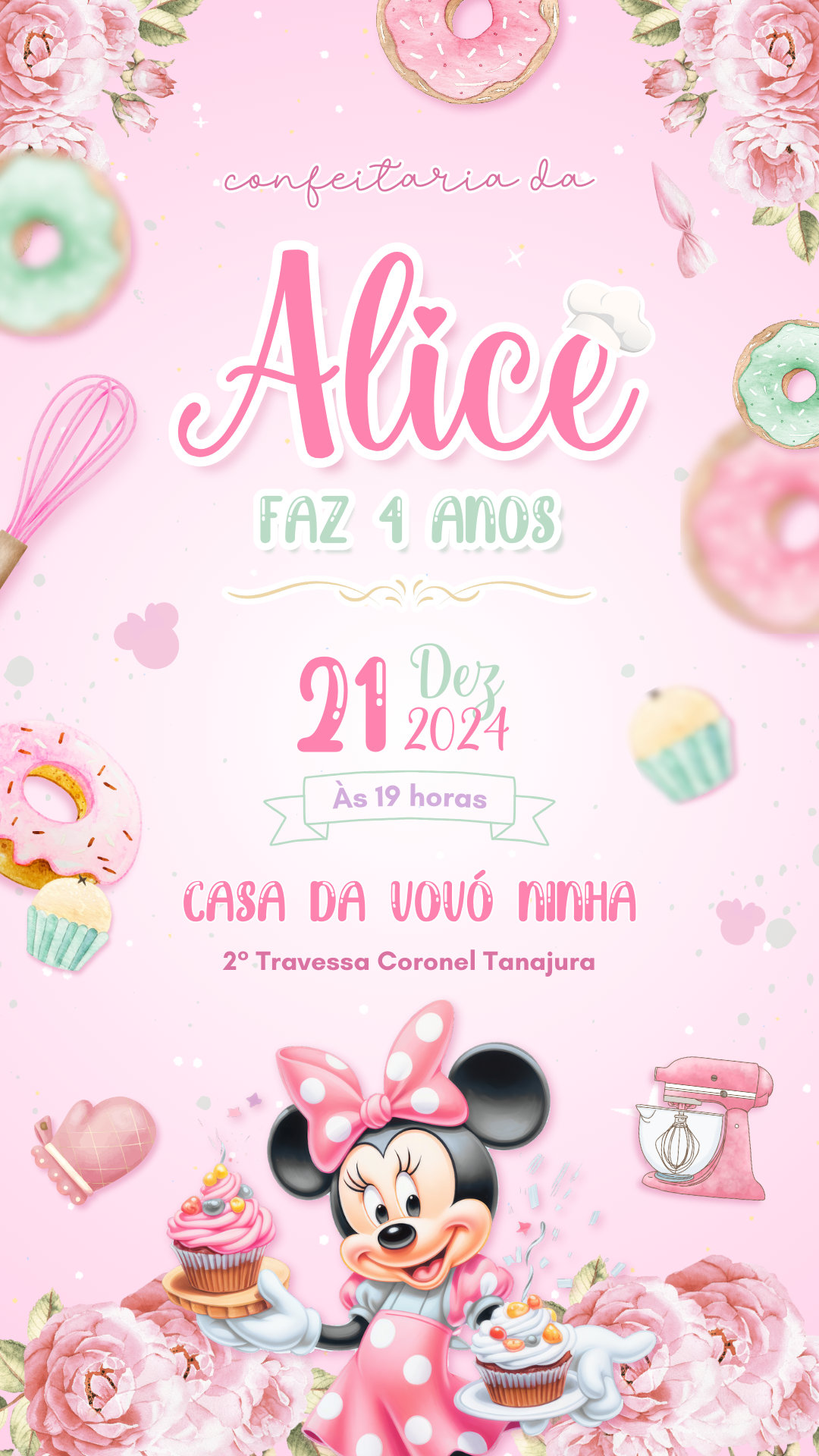 Convite Simples - Minnie Confeiteira