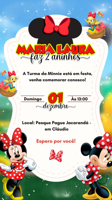 Convite Simples - Minnie Vermelha