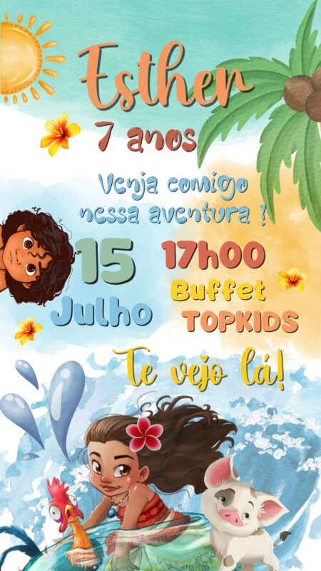 Convite Simples - Moana
