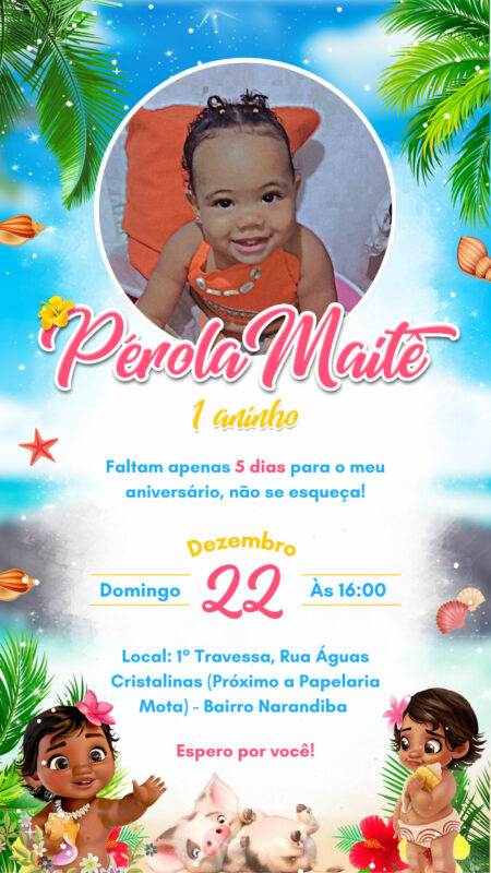 Convite Simples - Moana Baby