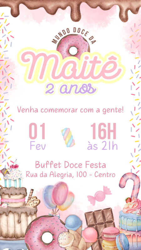 Convite Simples - Mundo Doce (Doces/Doceria/Confeitaria)