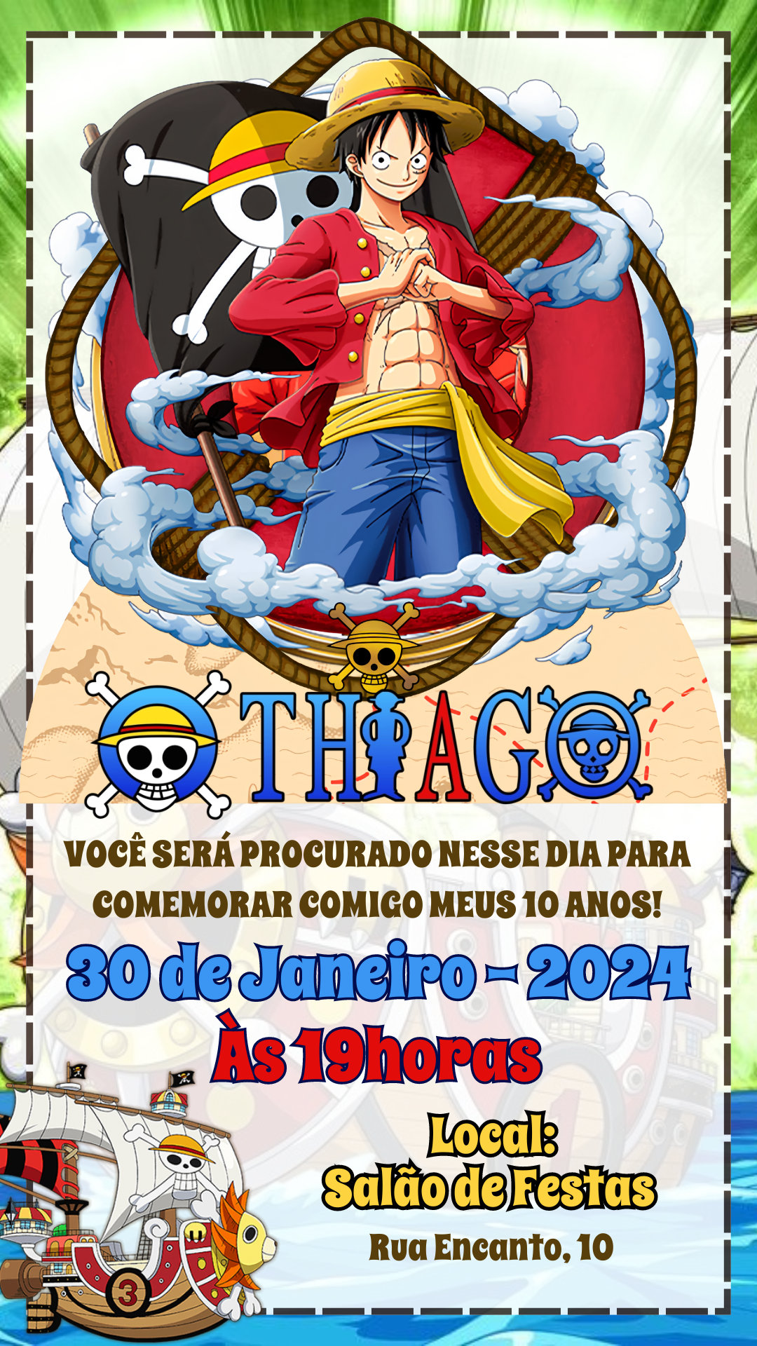 Convite Simples - One Piece