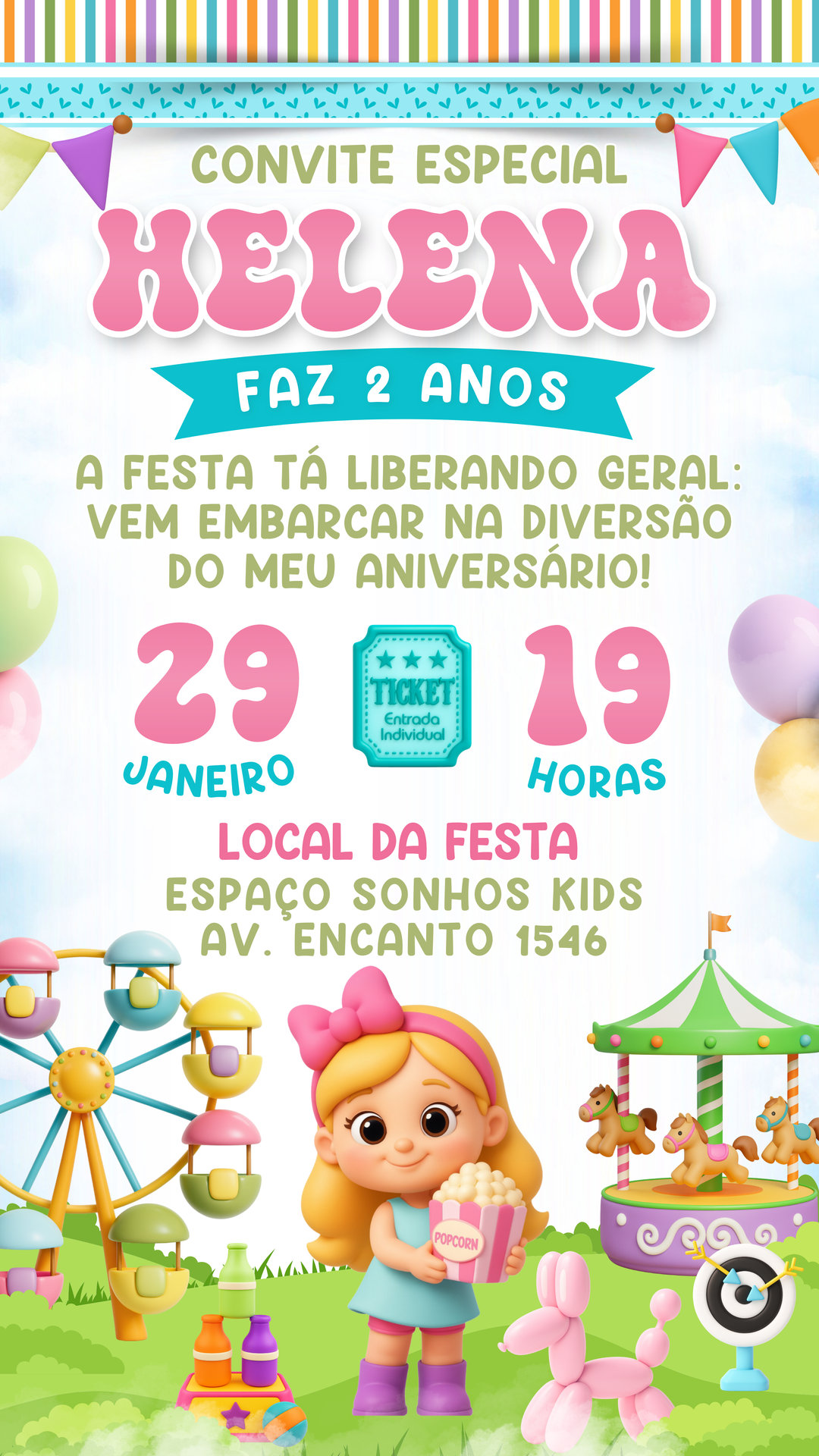 Convite Simples - Parque de Diversões