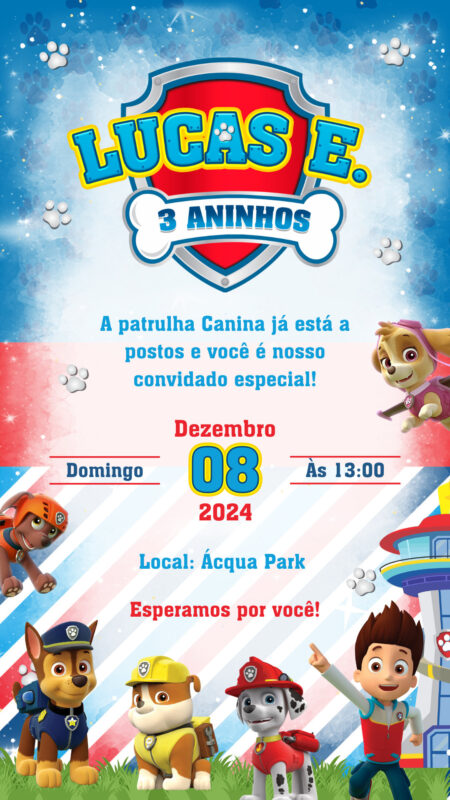 Convite Simples - Patrulha Canina