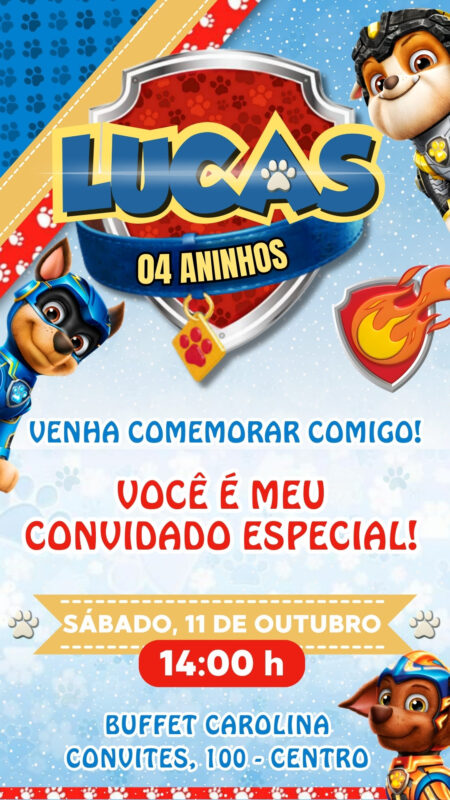 Convite Simples - Patrulha Canina
