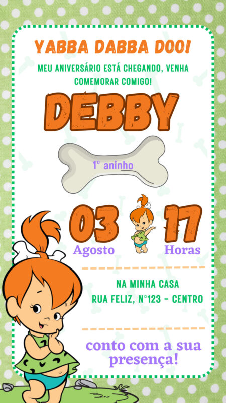 Convite Simples - Pedrita Os Flintstones