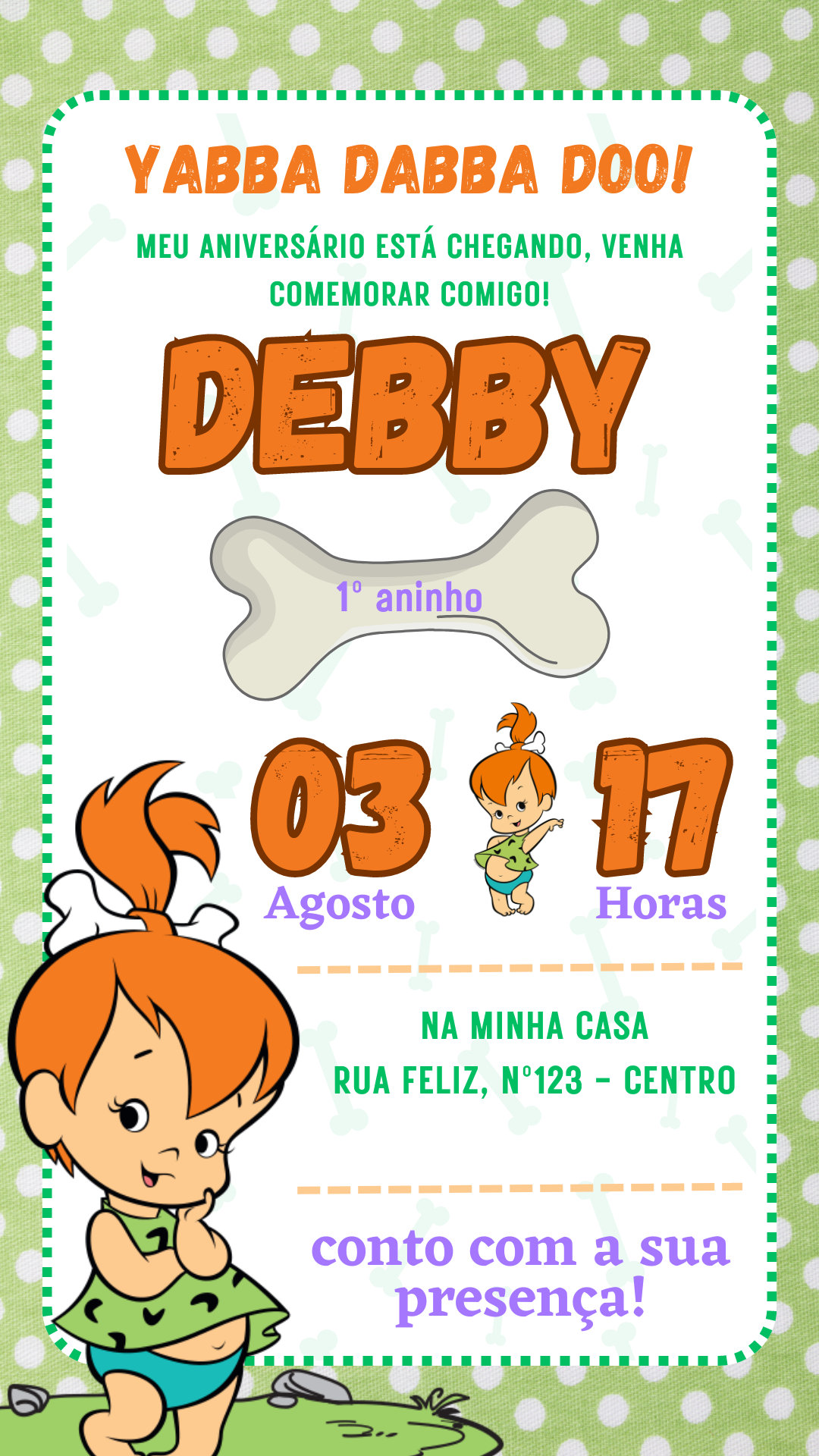 Convite Simples - Pedrita Os Flintstones