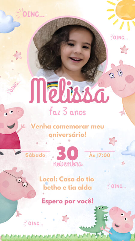 Convite Simples - Peppa Pig