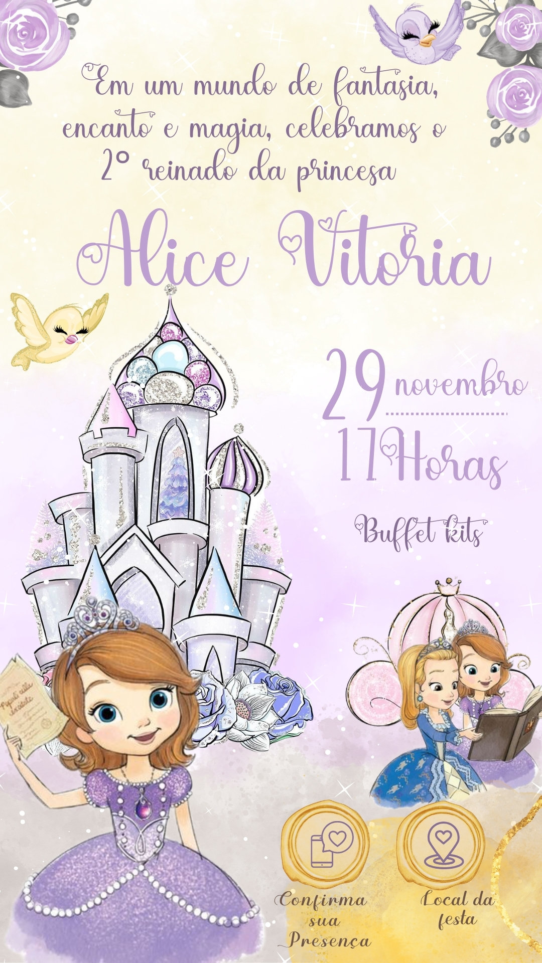 Convite Simples - Princesa Sofia