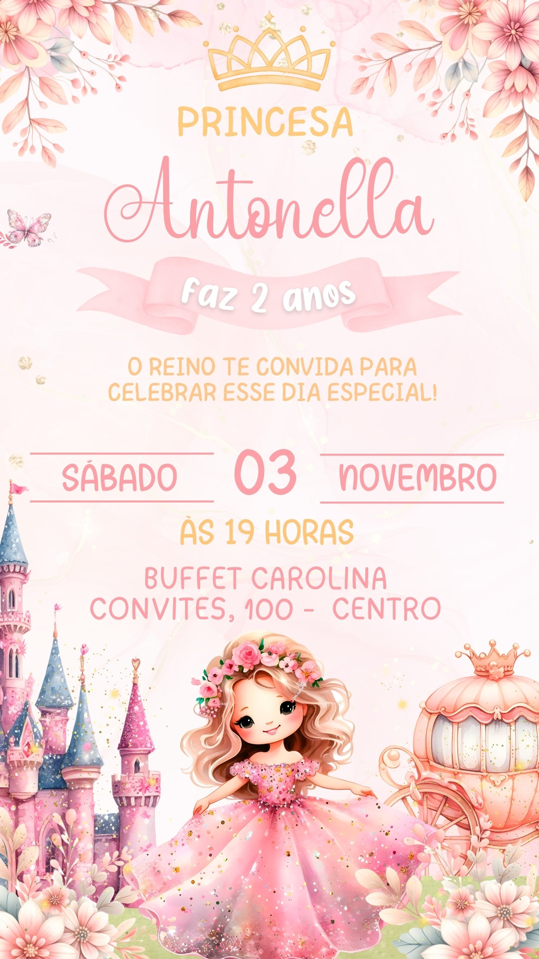 Convite Simples - Princesas