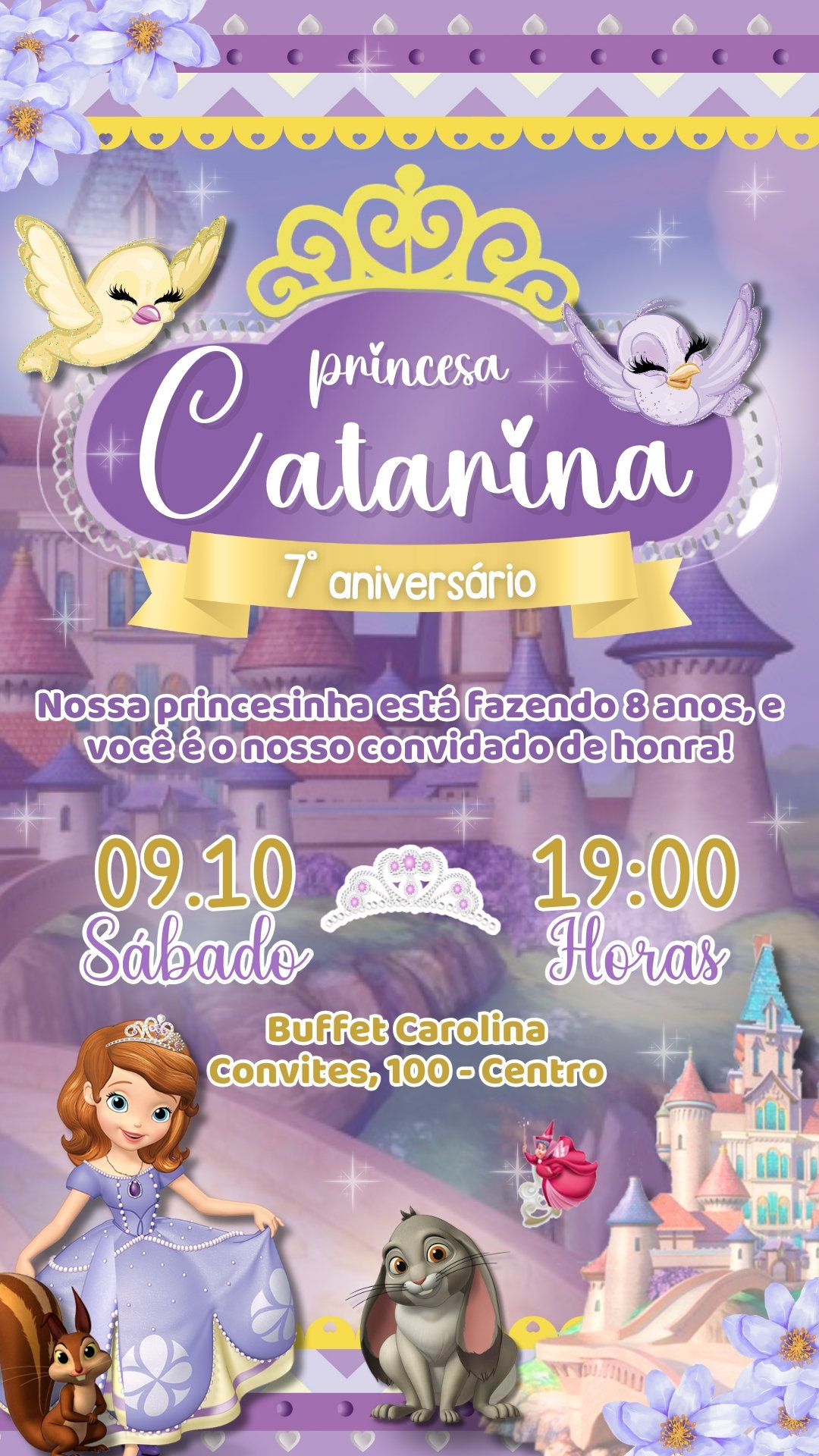 Convite Simples - Princesinha Sofia