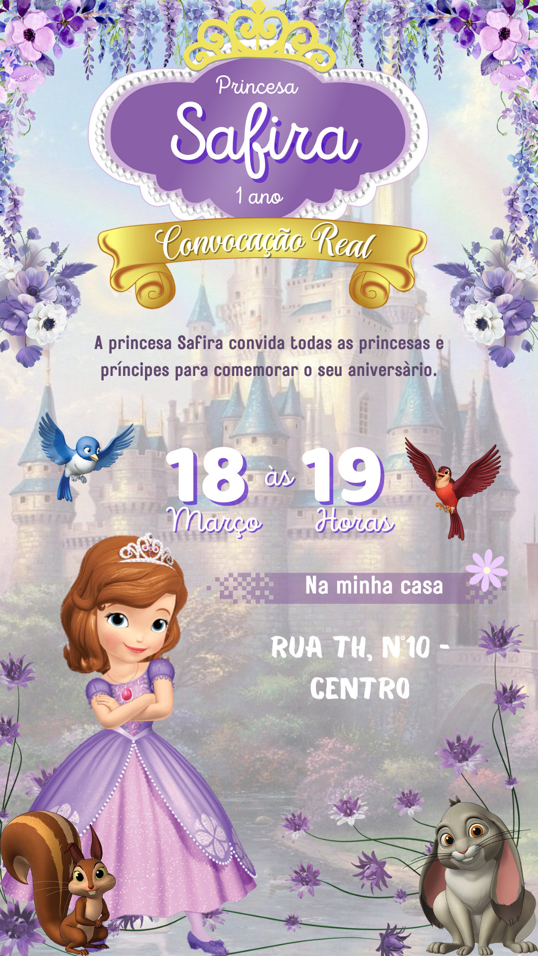 Convite Simples - Princesinha Sofia