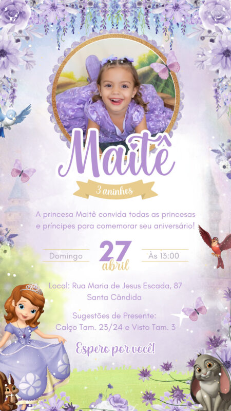 Convite Simples - Princesinha Sofia