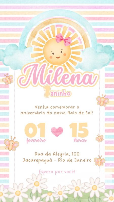 Convite Simples - Raio de Sol Menina