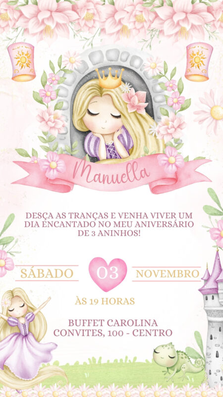 Convite Simples - Rapunzel