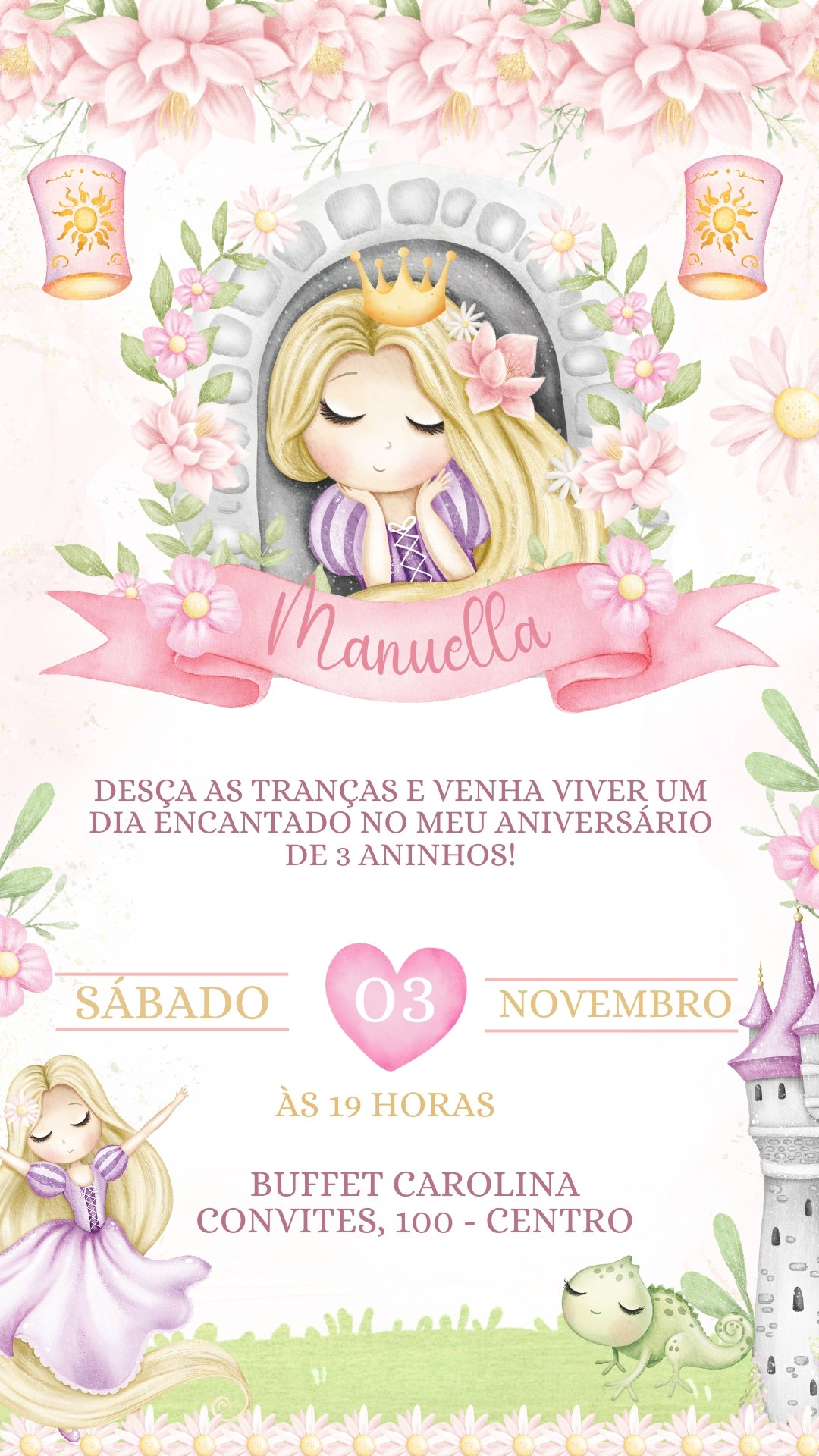 Convite Simples - Rapunzel
