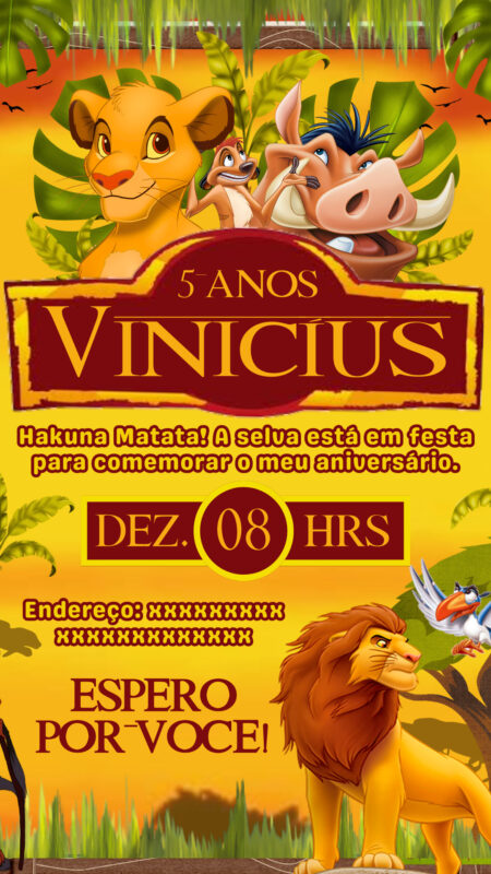 Convite Simples - Rei Leão