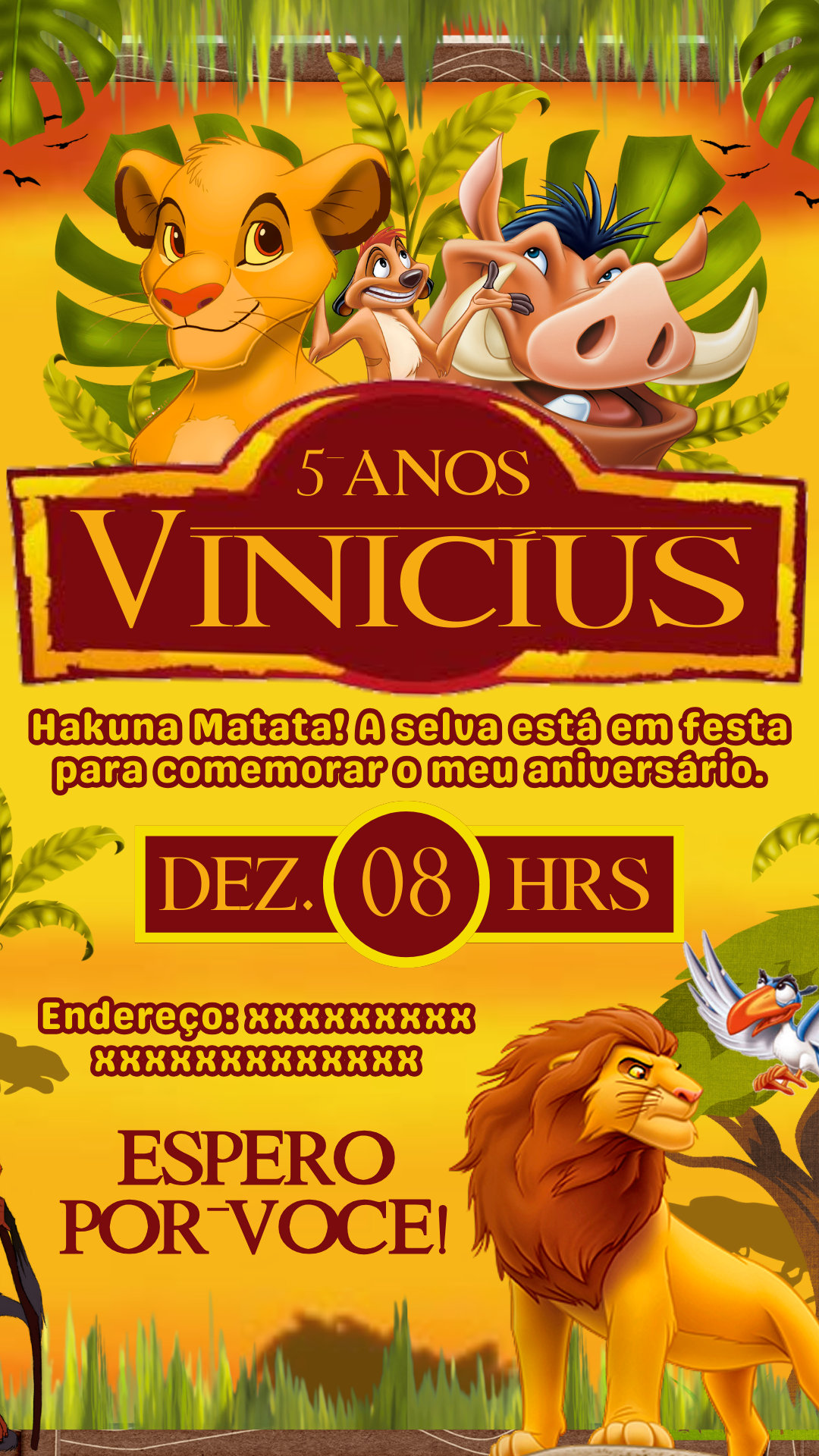 Convite Simples - Rei Leão