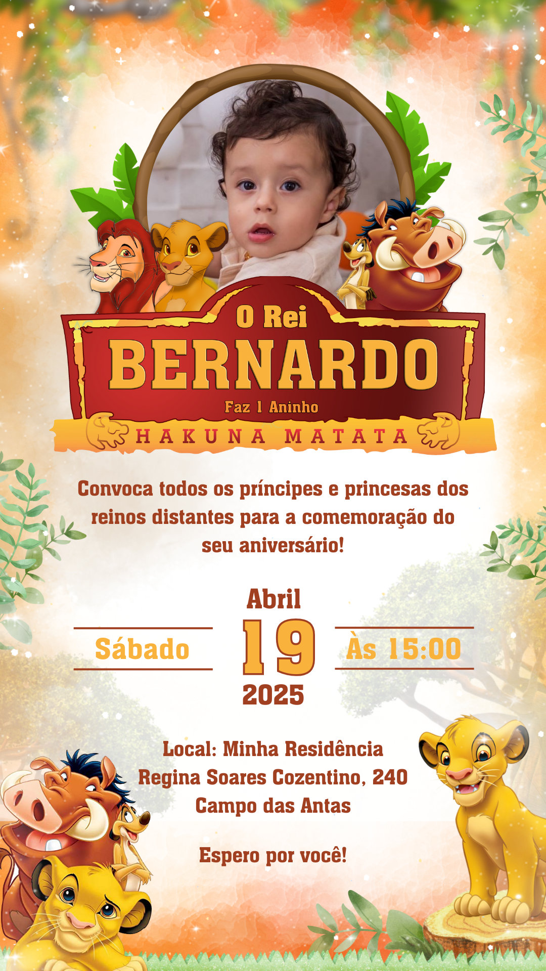 Convite Simples - Rei Leão