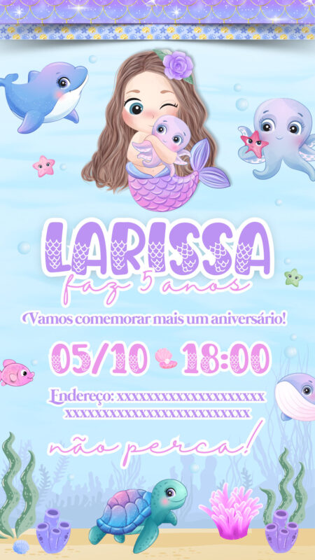 Convite Simples - Sereia