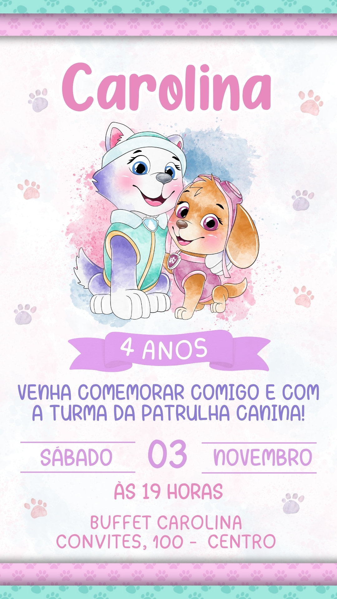 Convite Simples - Sky e Everest