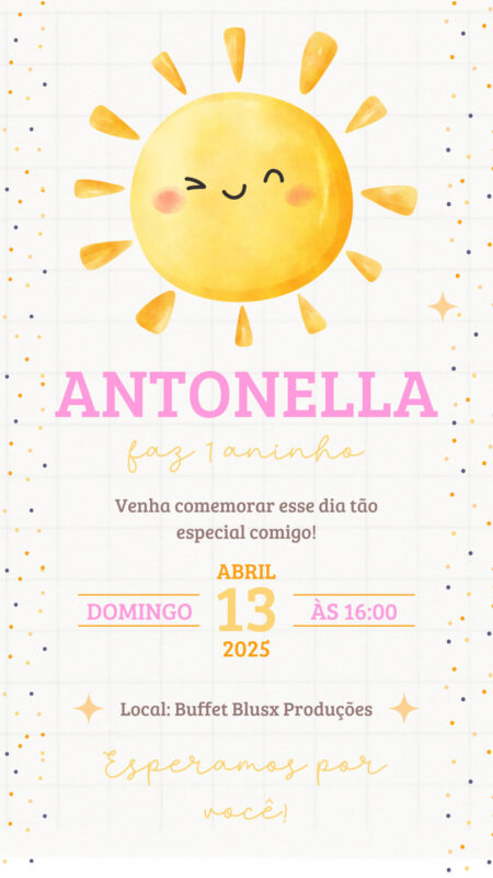 Convite Simples - Sol Menina