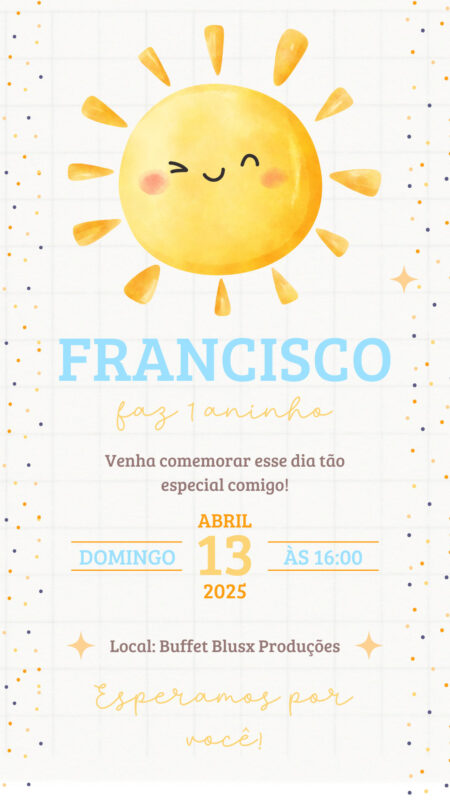 Convite Simples - Sol Menino