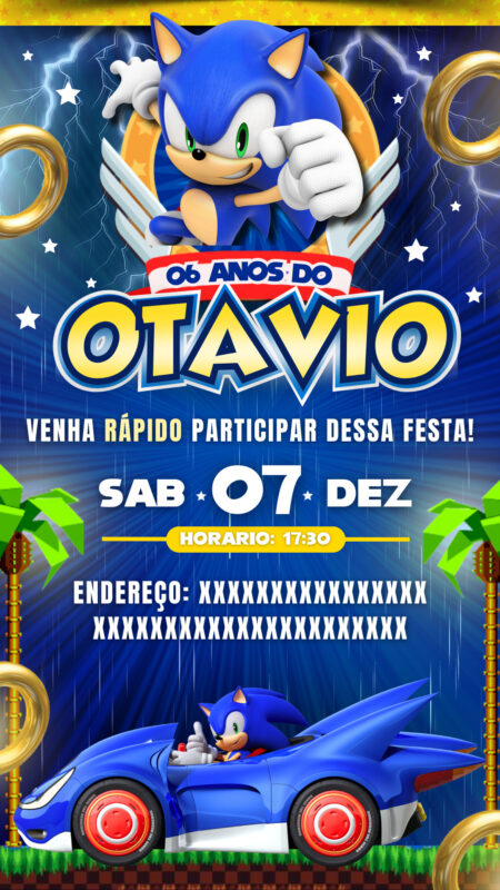 Convite Simples - Sonic