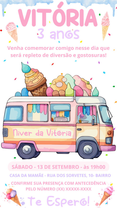 Convite Simples - Sorvete