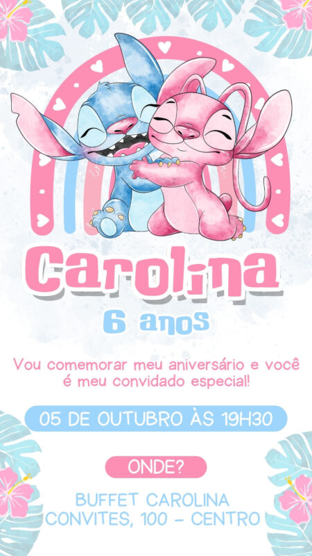 Convite Simples - Stich Angel