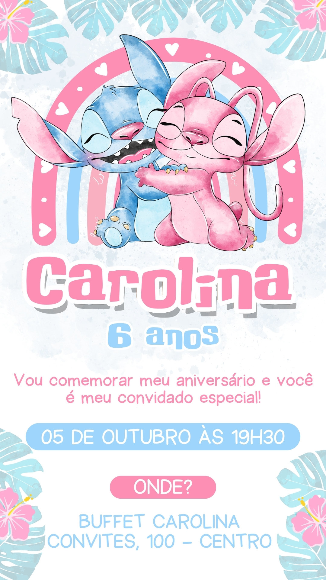 Convite Simples - Stich Angel