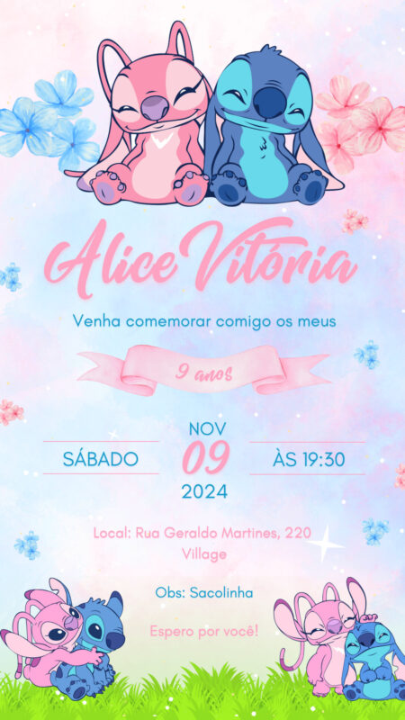Convite Simples - Stich e Angel